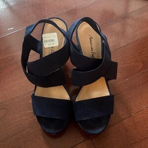 American Eagle Outfitters Navy Crisscross Wedge Sandals - Women's